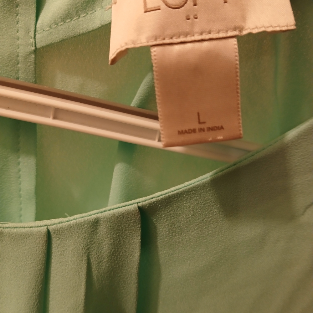 LOFT Mint Green Pleated Front Blouse